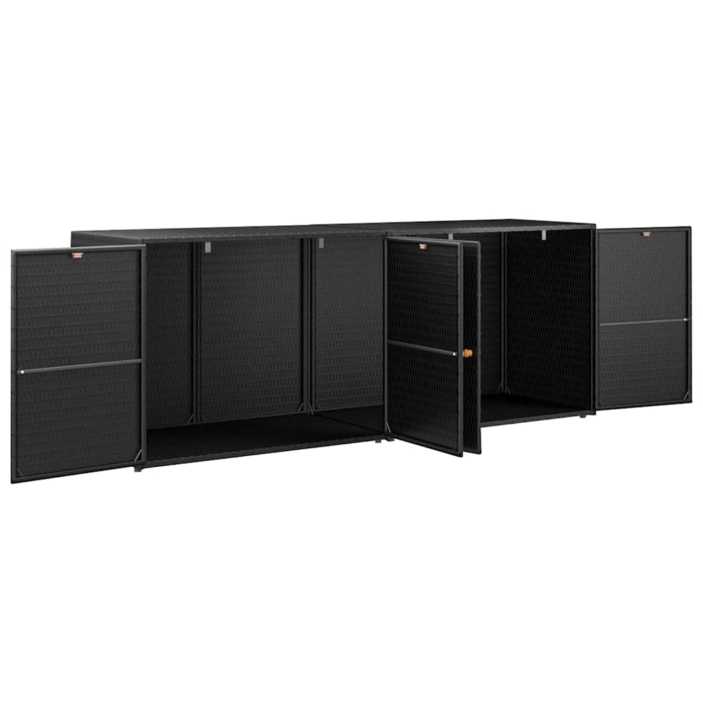 Garden Storage Cabinet Black 198x55.5x80 cm Poly Rattan